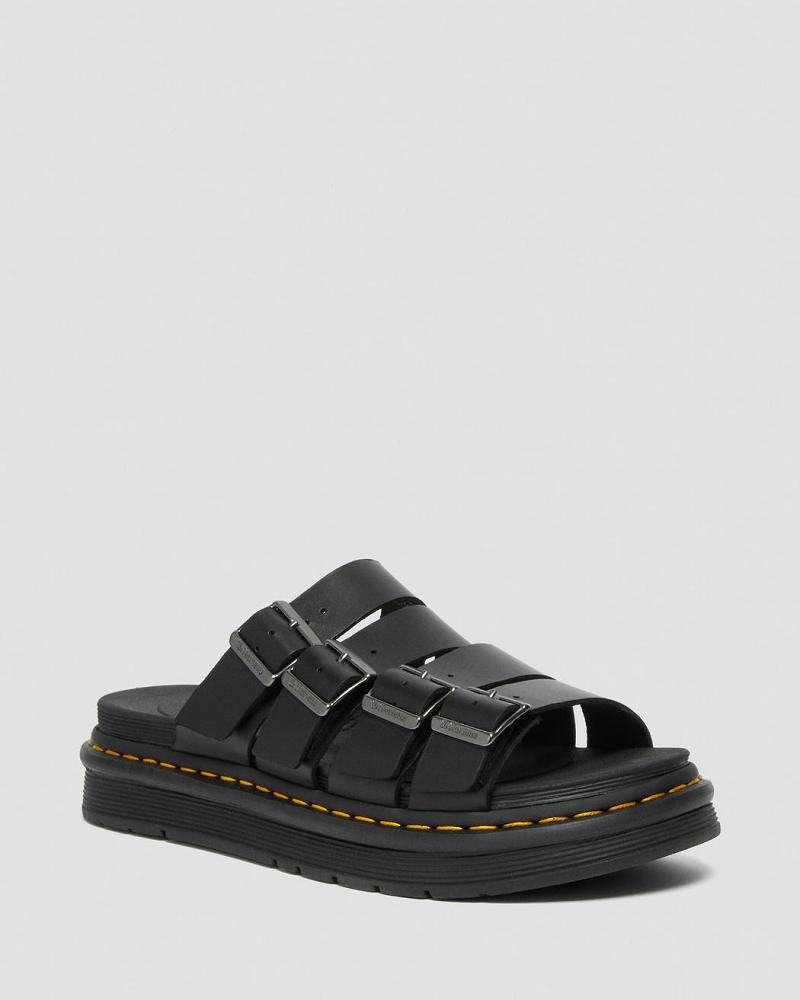 Dr Martens Tate Leren Schuifsandalen Dames Zwart | NL 468DFM